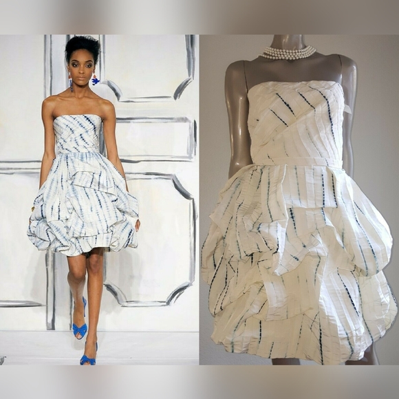 Oscar de la Renta Dresses & Skirts - ◇$3,690 OSCAR DE LA RENTA STUNNING IVORY BLUE BUBBLE RUNWAY DRESS M 8